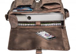 Geldbörse und Messengerbag aus braunem Leder im Zweierpack - robust und funktional sowie stylisch im Used-Look