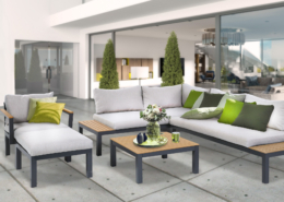 Aluminium Sitzgarnitur Ambience Lounge mit WPC-Streben